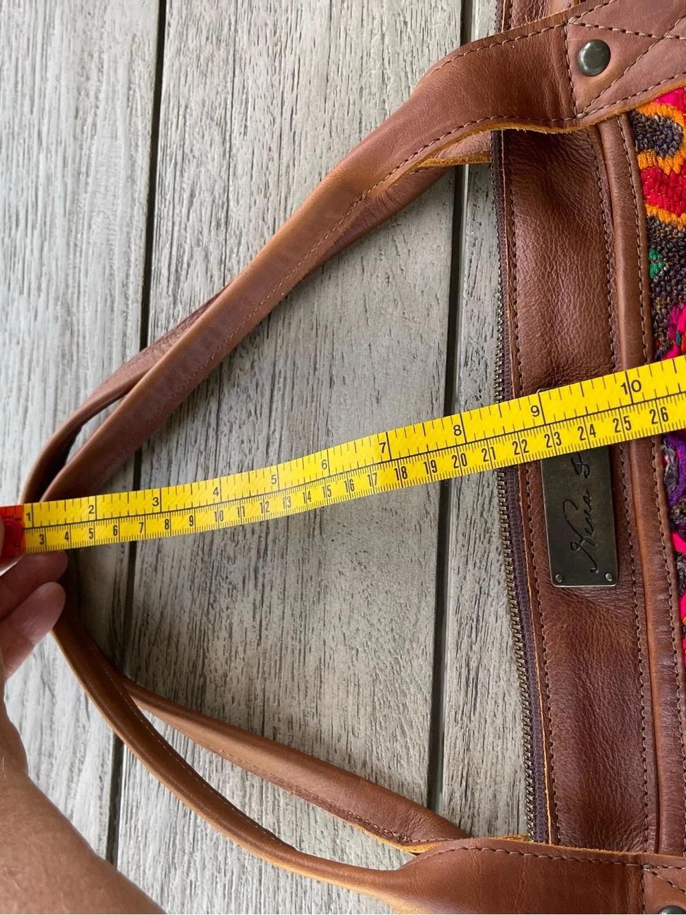Nena & Co. Guatemalan Huipil Textile & Leather Upcycled Convertible Day Bag